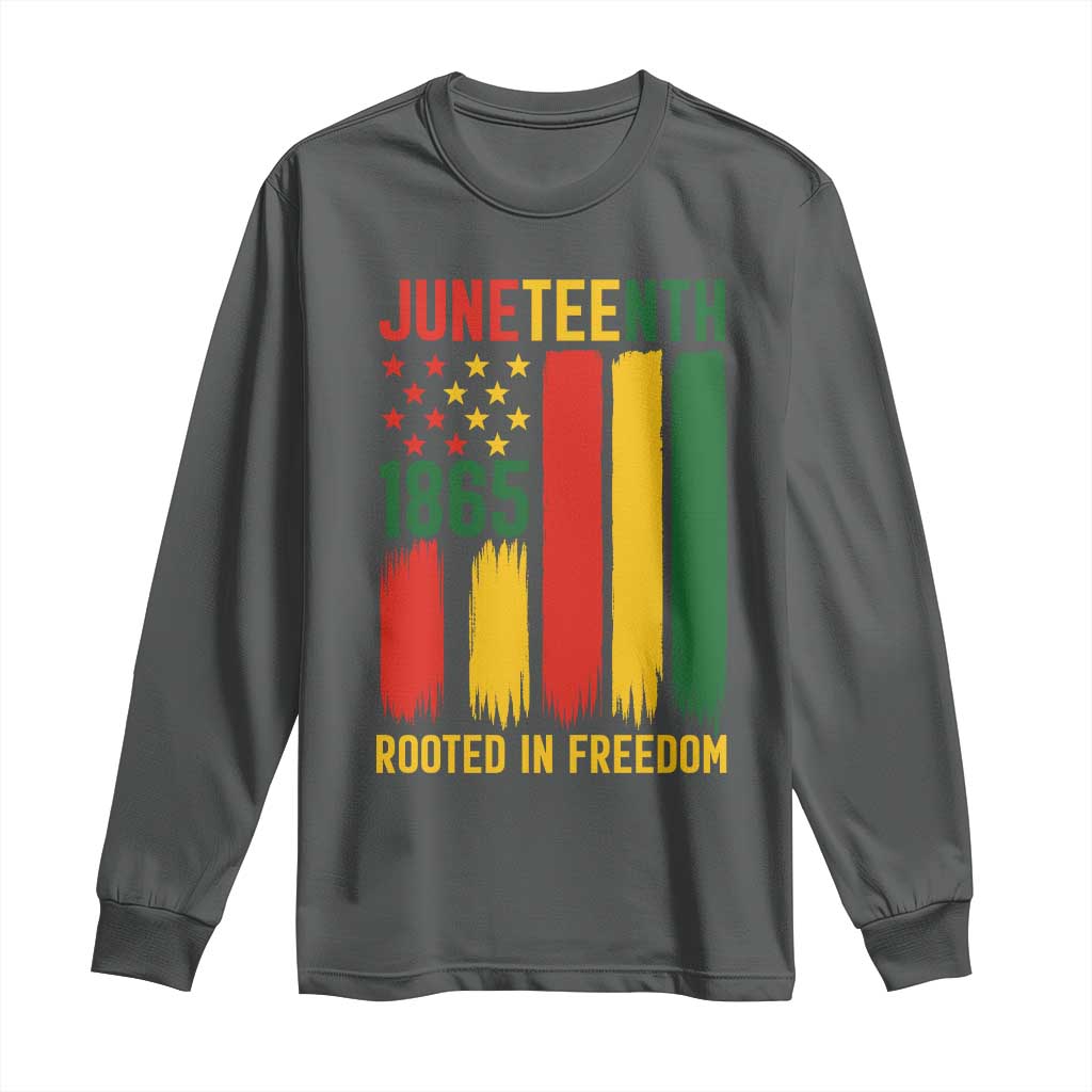 Juneteenth Rooted In Freedom 1865 Long Sleeve Shirt African American Pride TS12 Dark Heather Print Your Wear
