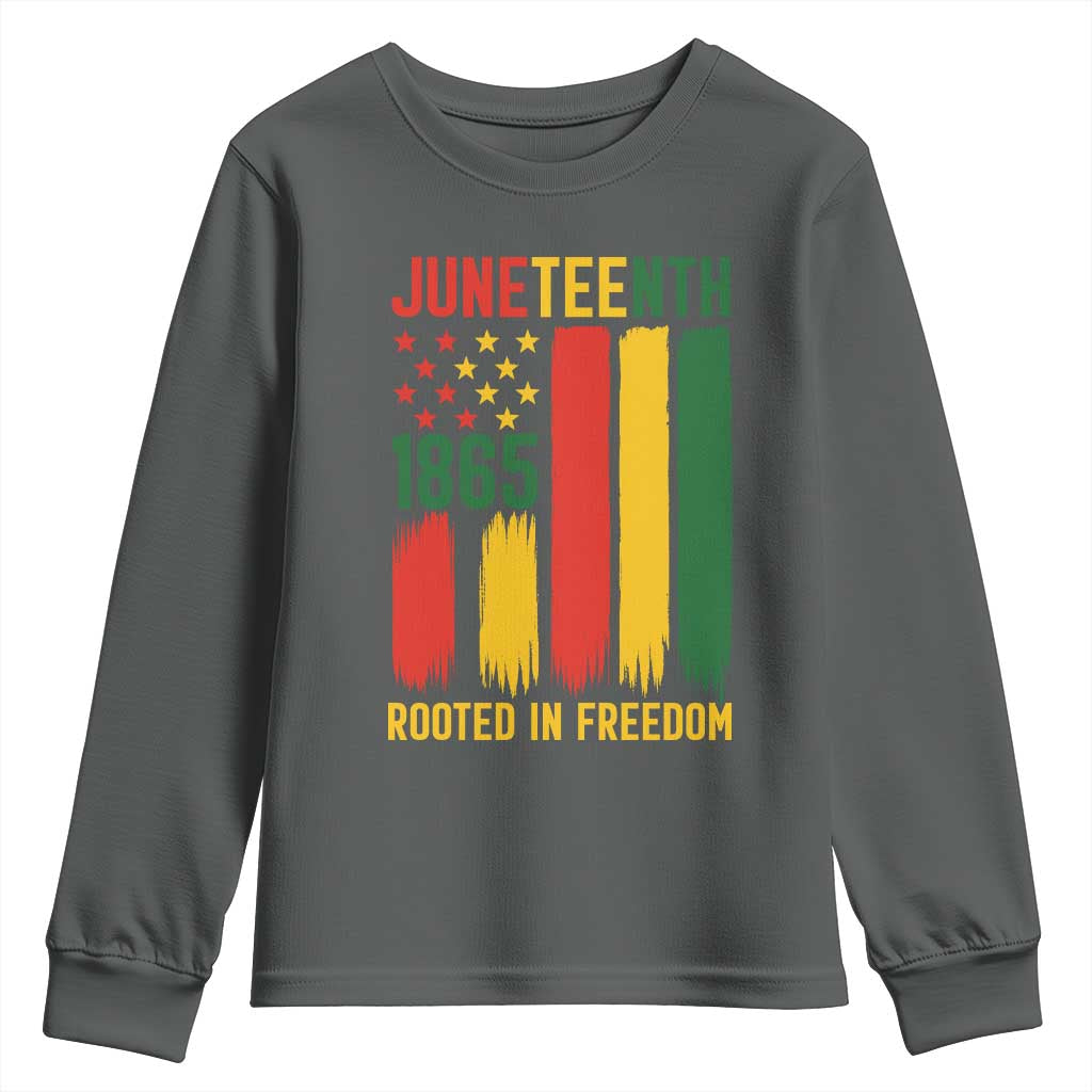 Juneteenth Rooted In Freedom 1865 Youth Sweatshirt African American Pride TS12 Dark Heather Print Your Wear
