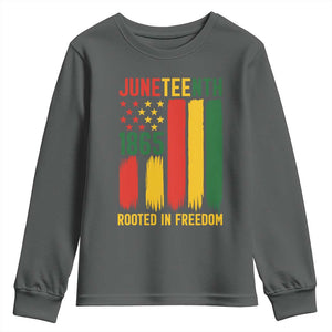 Juneteenth Rooted In Freedom 1865 Youth Sweatshirt African American Pride TS12 Dark Heather Print Your Wear