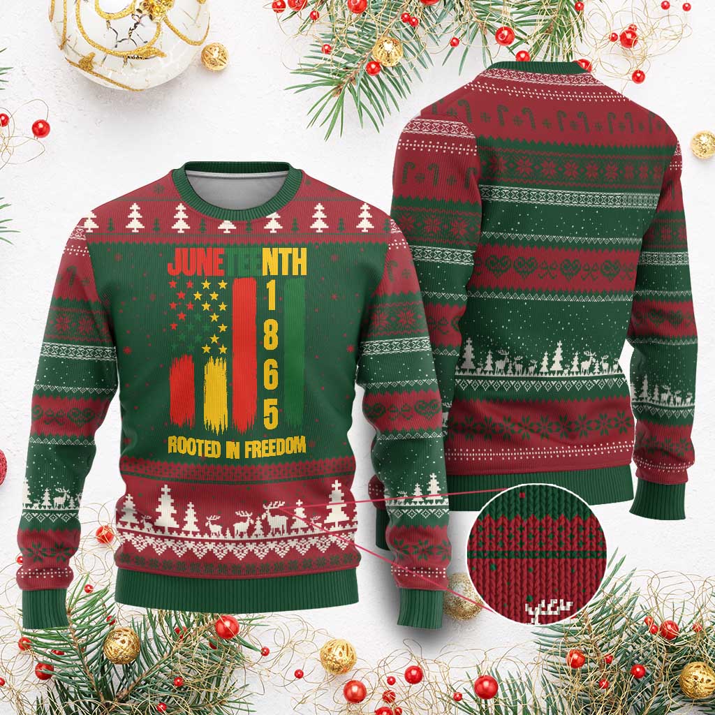 Juneteenth 1865 Freedom Pride Ugly Christmas Sweater African American Heritage Graphic TS12 Red Green Print Your Wear