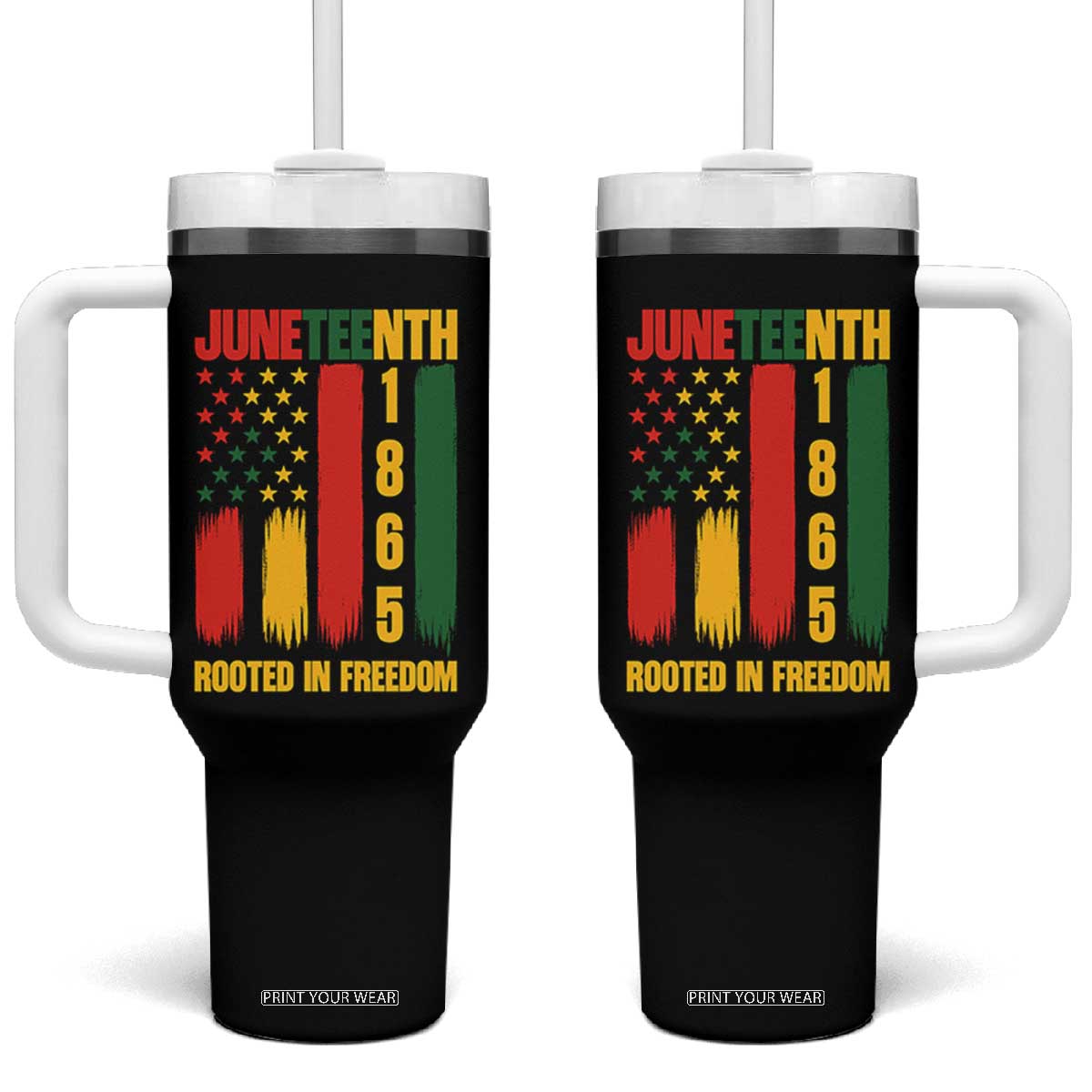 Juneteenth 1865 Freedom Pride Tumbler With Handle African American Heritage Graphic TS12 One Size: 40 oz Black Print Your Wear