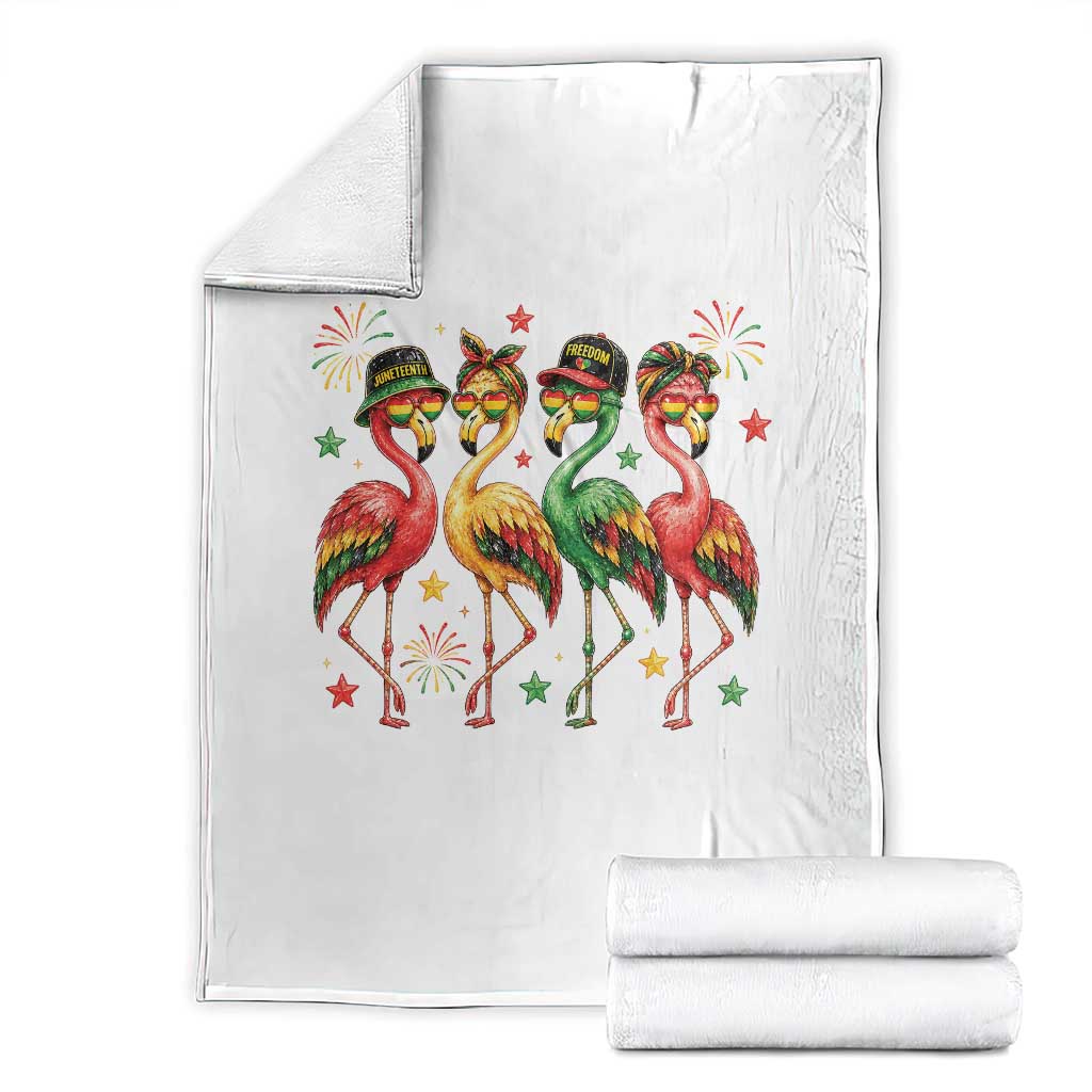 Funny Juneteenth Flamingos Squad Throw Blanket African American Heritage TS12 White Print Your Wear
