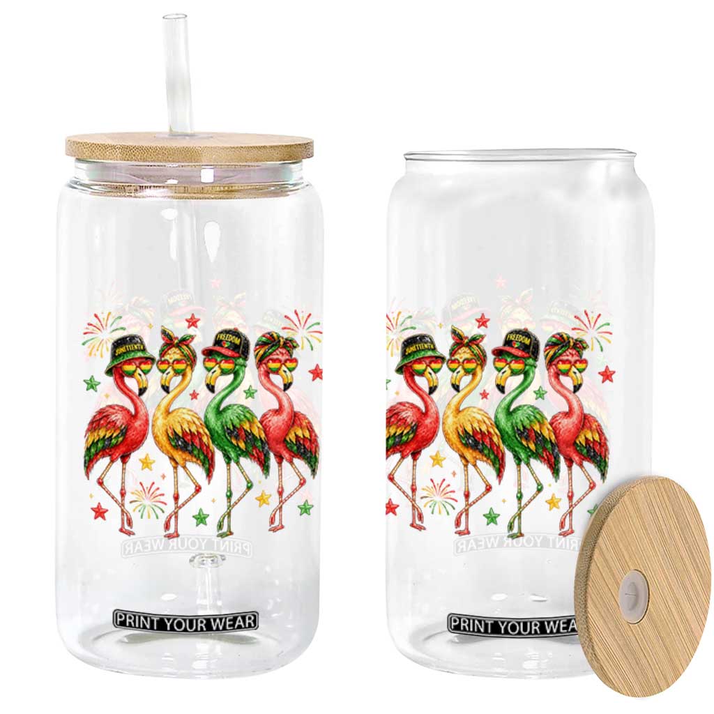 Funny Juneteenth Flamingos Squad Glass Can African American Heritage TS12 Print Your Wear
