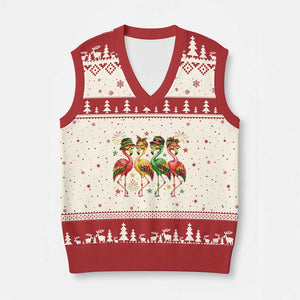 Funny Juneteenth Flamingos Squad V-Neck Knit Sweater Vest African American Heritage TS12 Beige Red Print Your Wear
