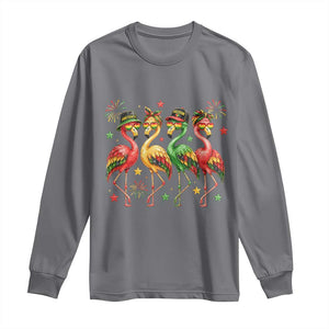Funny Juneteenth Flamingos Squad Long Sleeve Shirt African American Heritage TS12 Charcoal Print Your Wear