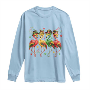 Funny Juneteenth Flamingos Squad Long Sleeve Shirt African American Heritage TS12 Light Blue Print Your Wear