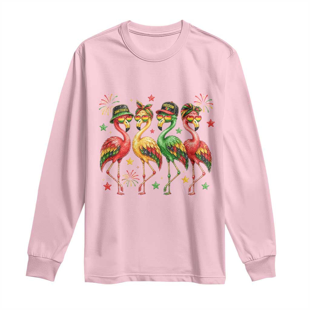 Funny Juneteenth Flamingos Squad Long Sleeve Shirt African American Heritage TS12 Light Pink Print Your Wear