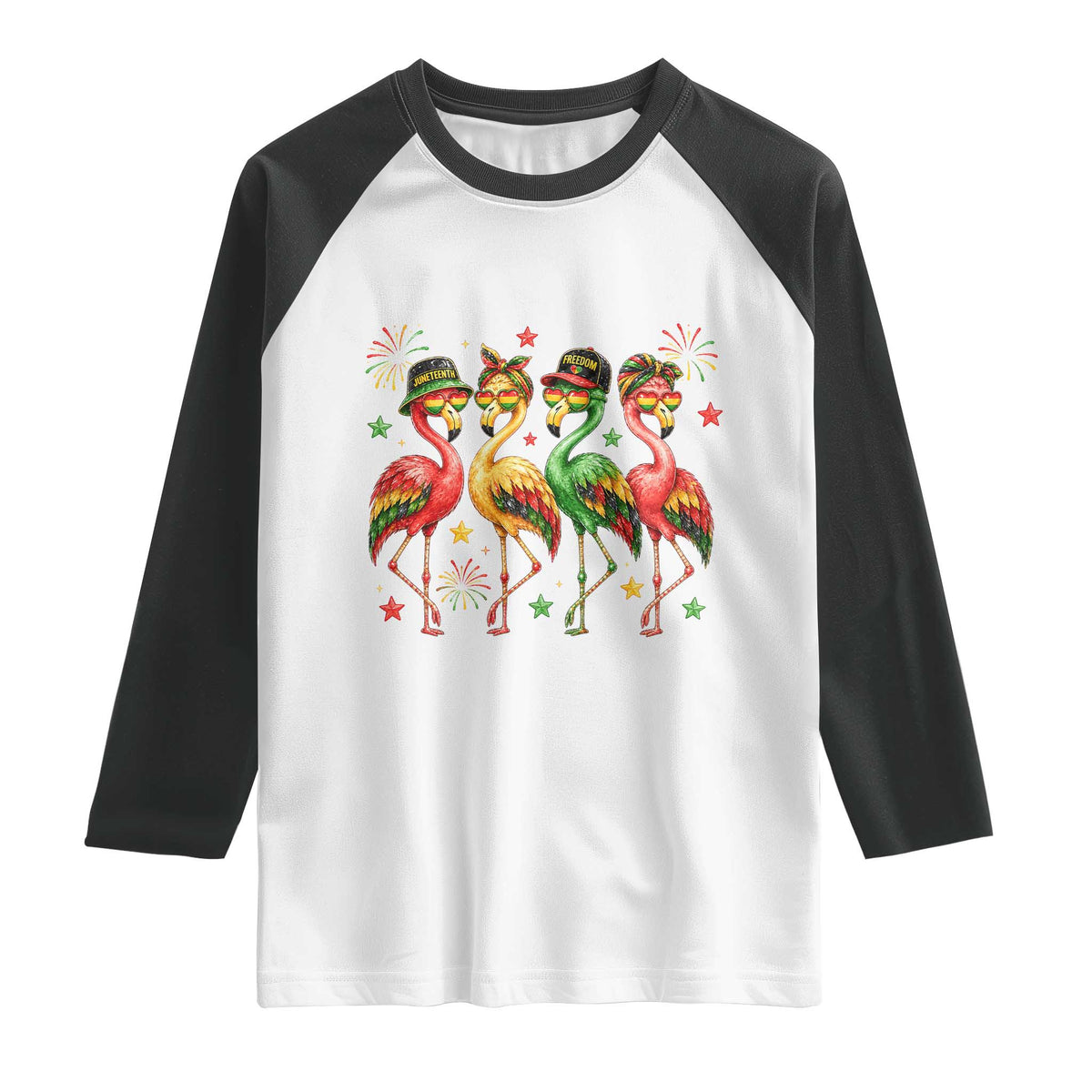 Funny Juneteenth Flamingos Squad Raglan Shirt African American Heritage TS12 White Black Print Your Wear