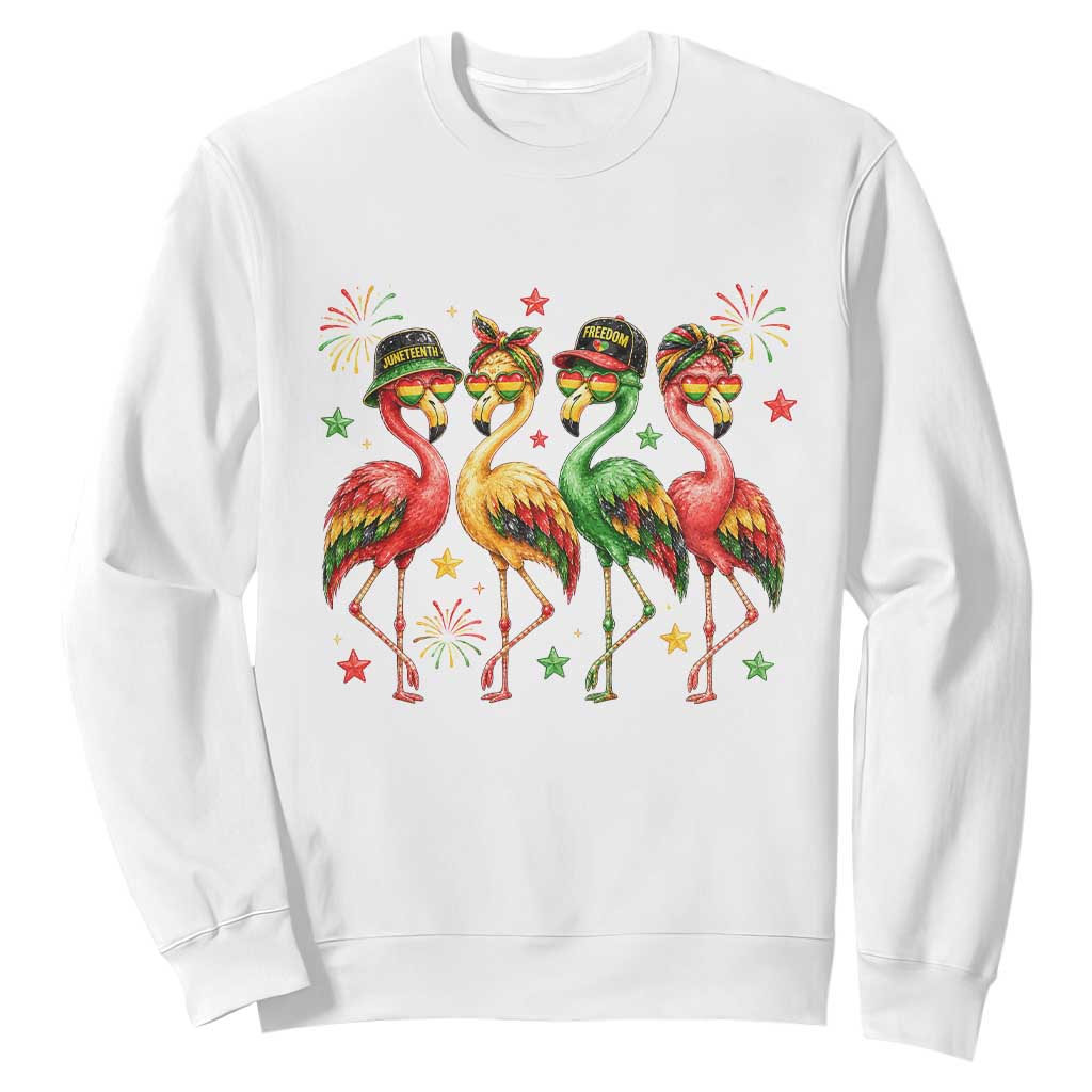 Funny Juneteenth Flamingos Squad Sweatshirt African American Heritage TS12 White Print Your Wear