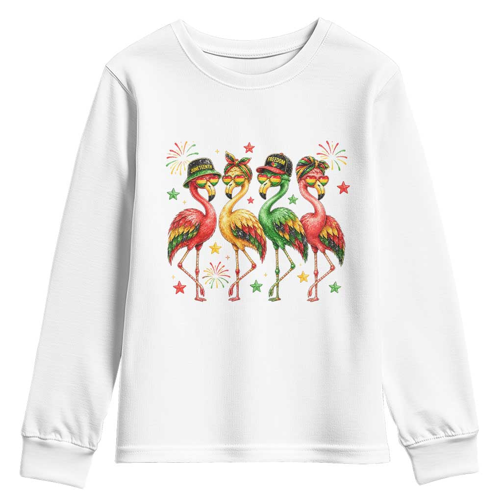 Funny Juneteenth Flamingos Squad Youth Sweatshirt African American Heritage TS12 White Print Your Wear