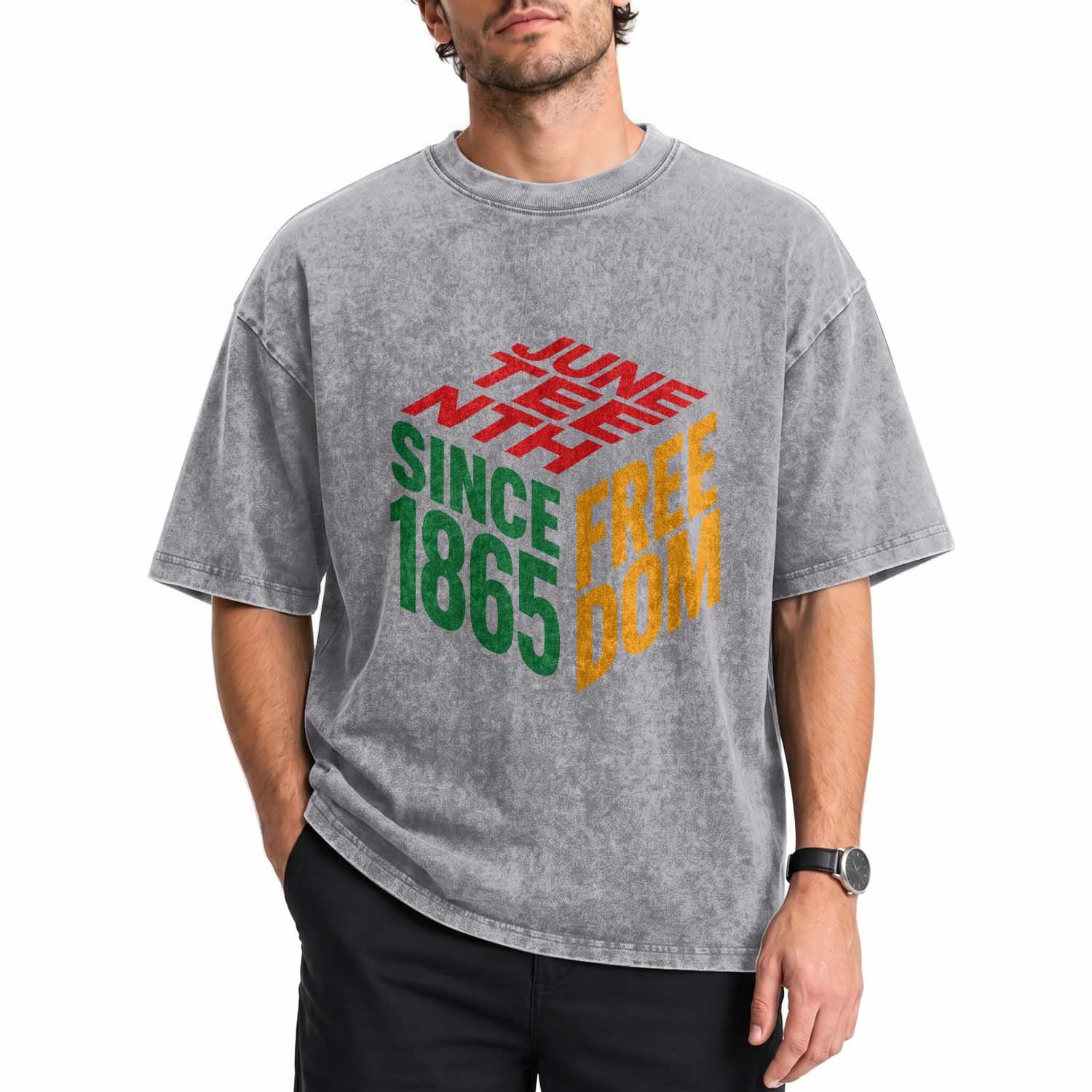 Juneteenth 1865 Freedom Washed Cotton T-Shirt African American Pride