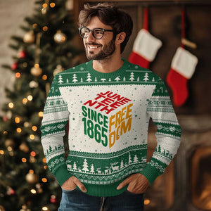 Juneteenth 1865 Freedom Ugly Christmas Sweater African American Pride TS12 Beige Green Print Your Wear