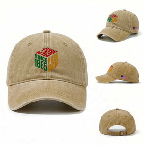 Juneteenth 1865 Freedom Washed Cotton Baseball Cap African American Pride TS12 Washed Cap Universal Fit Khaki Print Your Wear