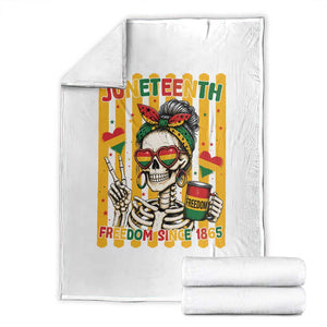 Skeleton Juneteenth Freedom Throw Blanket African American Pride Gift TS12 White Print Your Wear