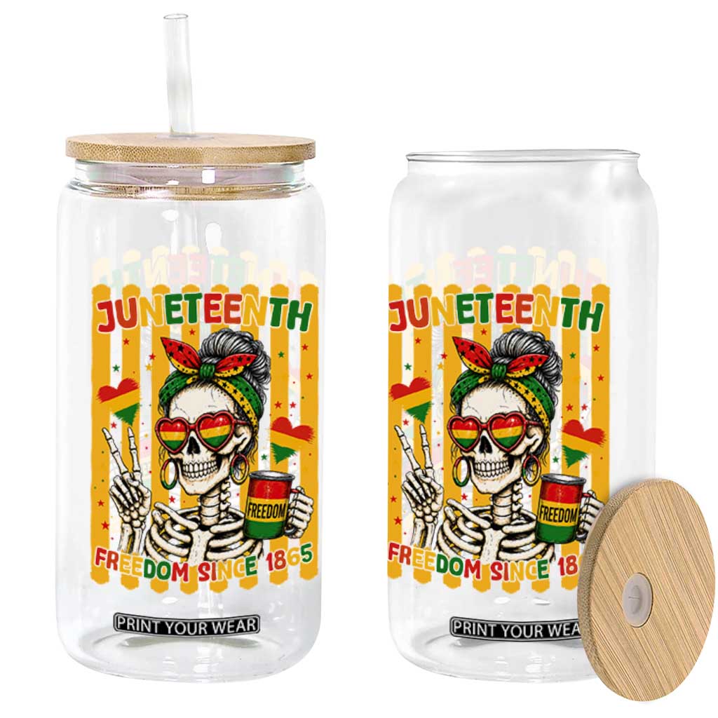 Skeleton Juneteenth Freedom Glass Can African American Pride Gift TS12 Print Your Wear