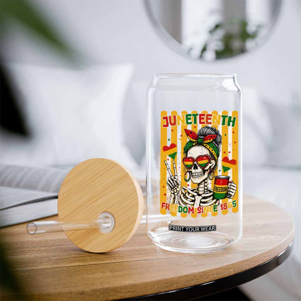Skeleton Juneteenth Freedom Glass Can African American Pride Gift TS12 Print Your Wear