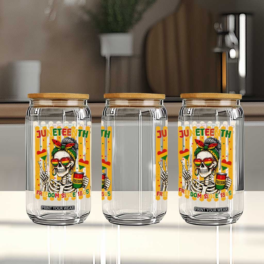 Skeleton Juneteenth Freedom Glass Can African American Pride Gift TS12 Print Your Wear