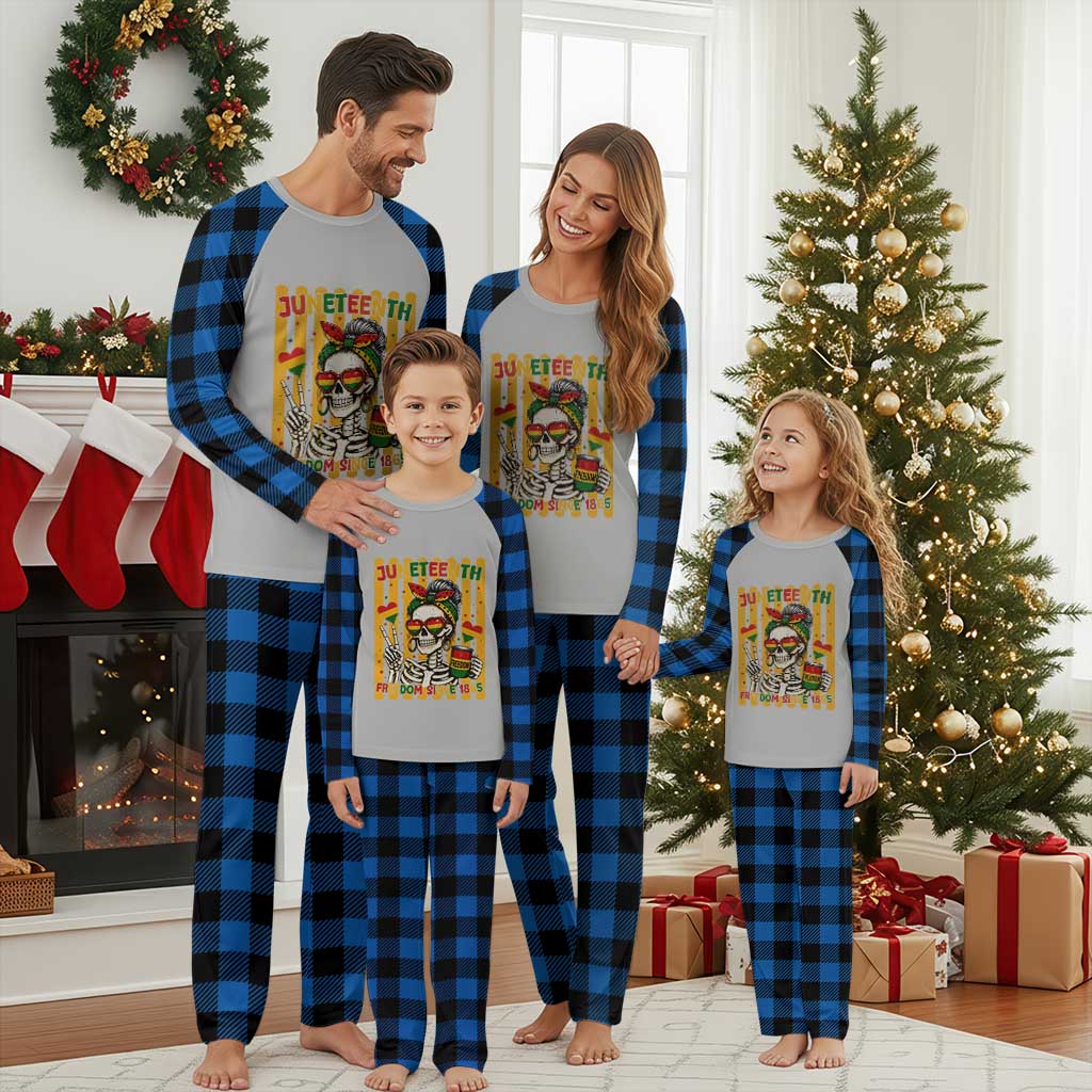Skeleton Juneteenth Freedom Plaid Pajama Set African American Pride Gift TS12 Blue Plaid Print Your Wear