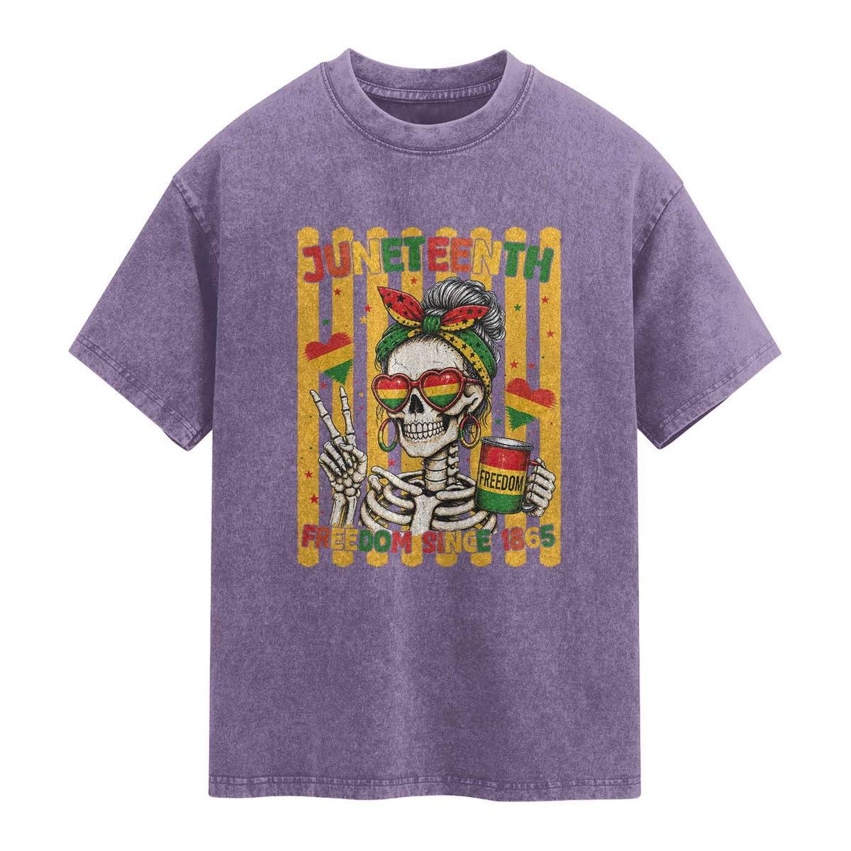 Skeleton Juneteenth Freedom Washed Cotton T-Shirt African American Pride Gift