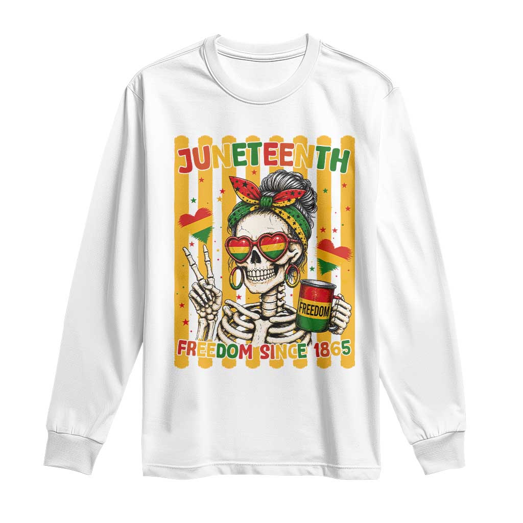 Skeleton Juneteenth Freedom Long Sleeve Shirt African American Pride Gift TS12 White Print Your Wear