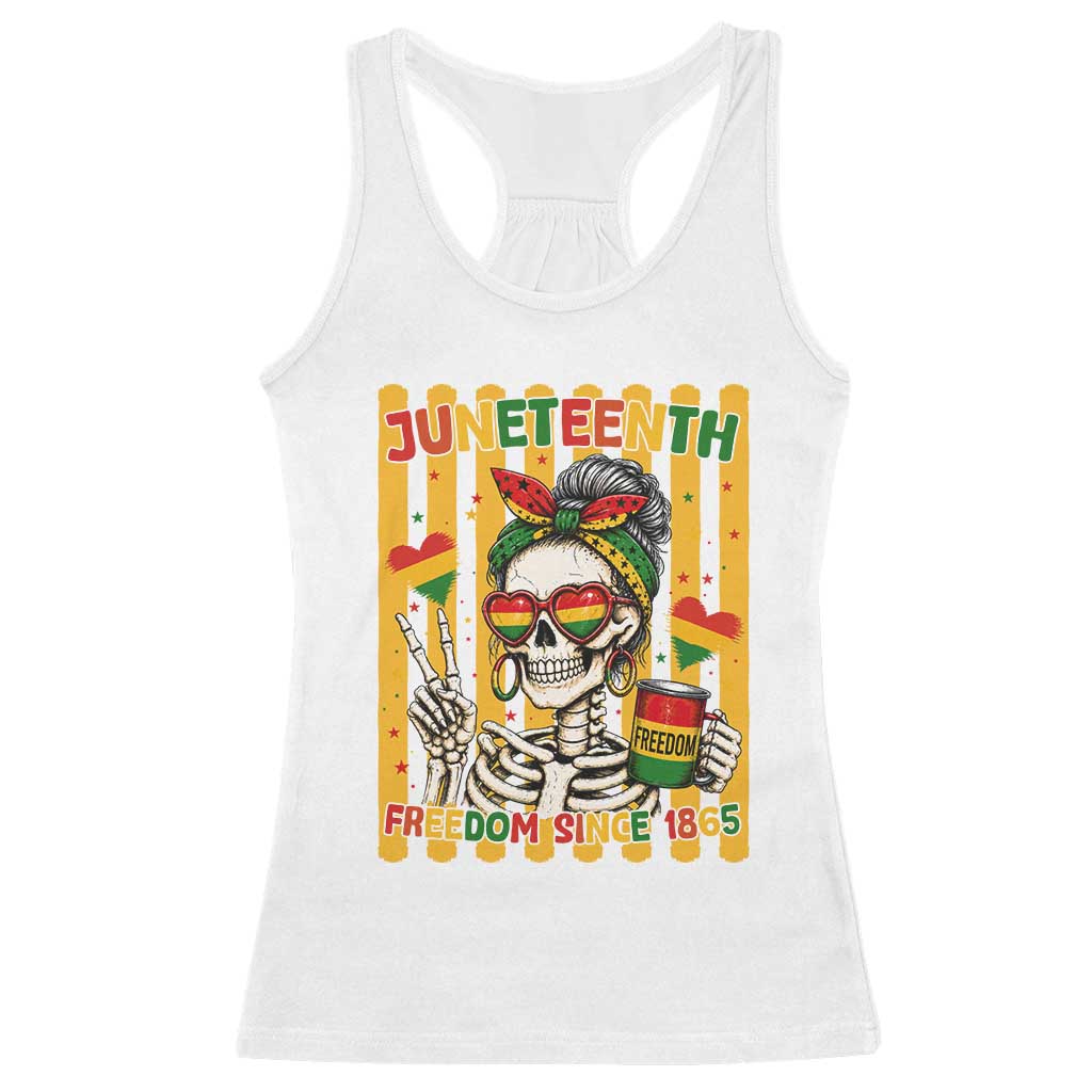 Skeleton Juneteenth Freedom Racerback Tank Top African American Pride Gift TS12 White Print Your Wear