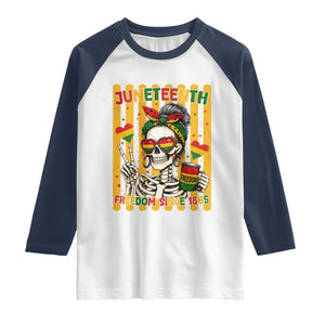 Skeleton Juneteenth Freedom Raglan Shirt African American Pride Gift TS12 White Navy Print Your Wear