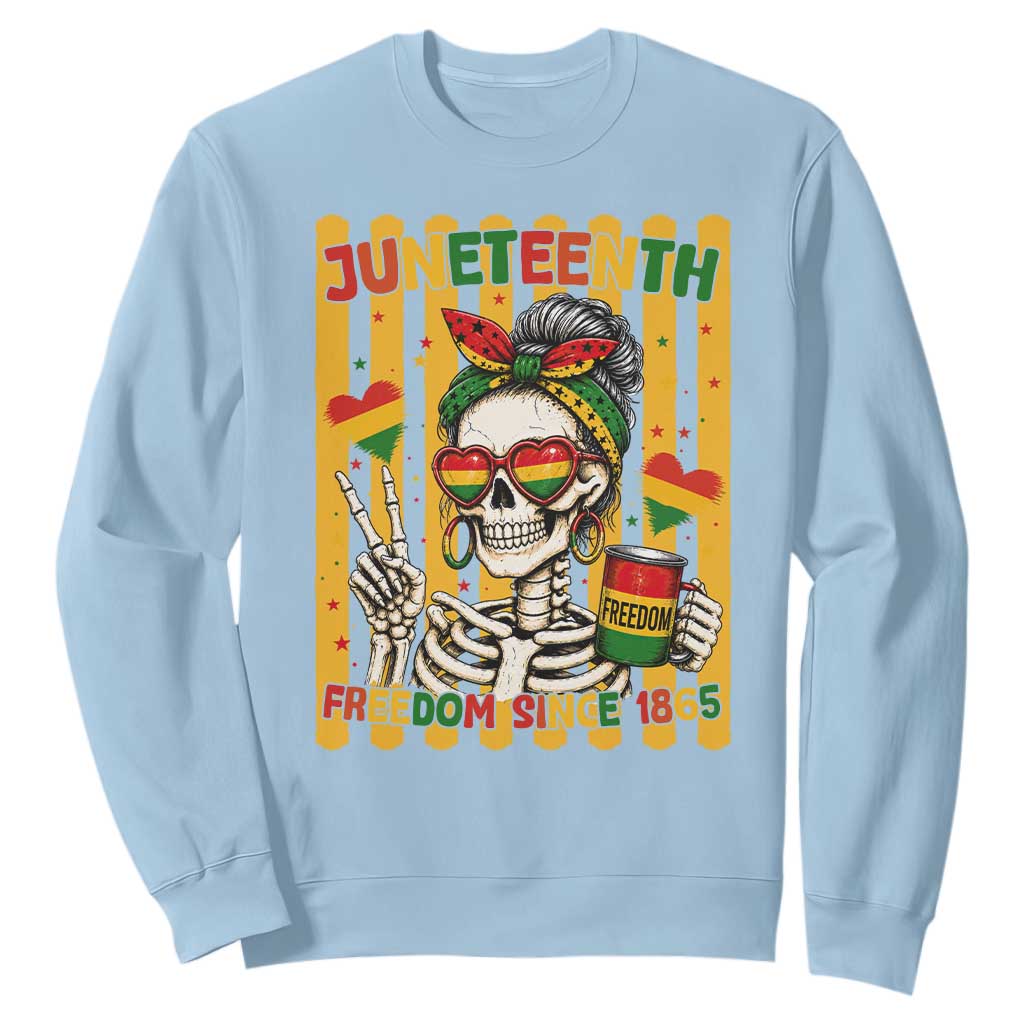 Skeleton Juneteenth Freedom Sweatshirt African American Pride Gift TS12 Light Blue Print Your Wear