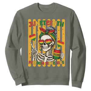 Skeleton Juneteenth Freedom Sweatshirt African American Pride Gift TS12 Military Green Print Your Wear