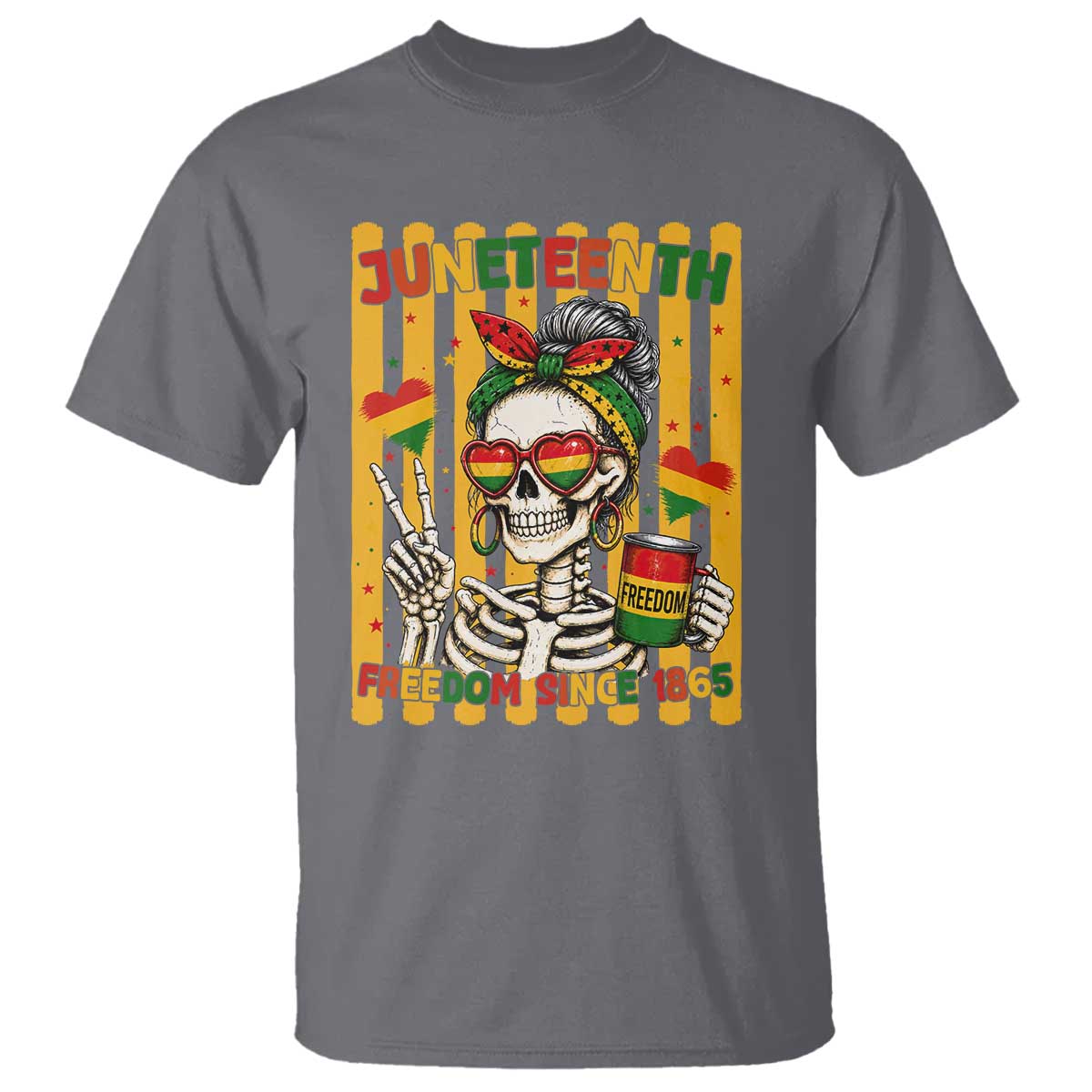 Skeleton Juneteenth Freedom T Shirt African American Pride Gift TS12 Charcoal Print Your Wear