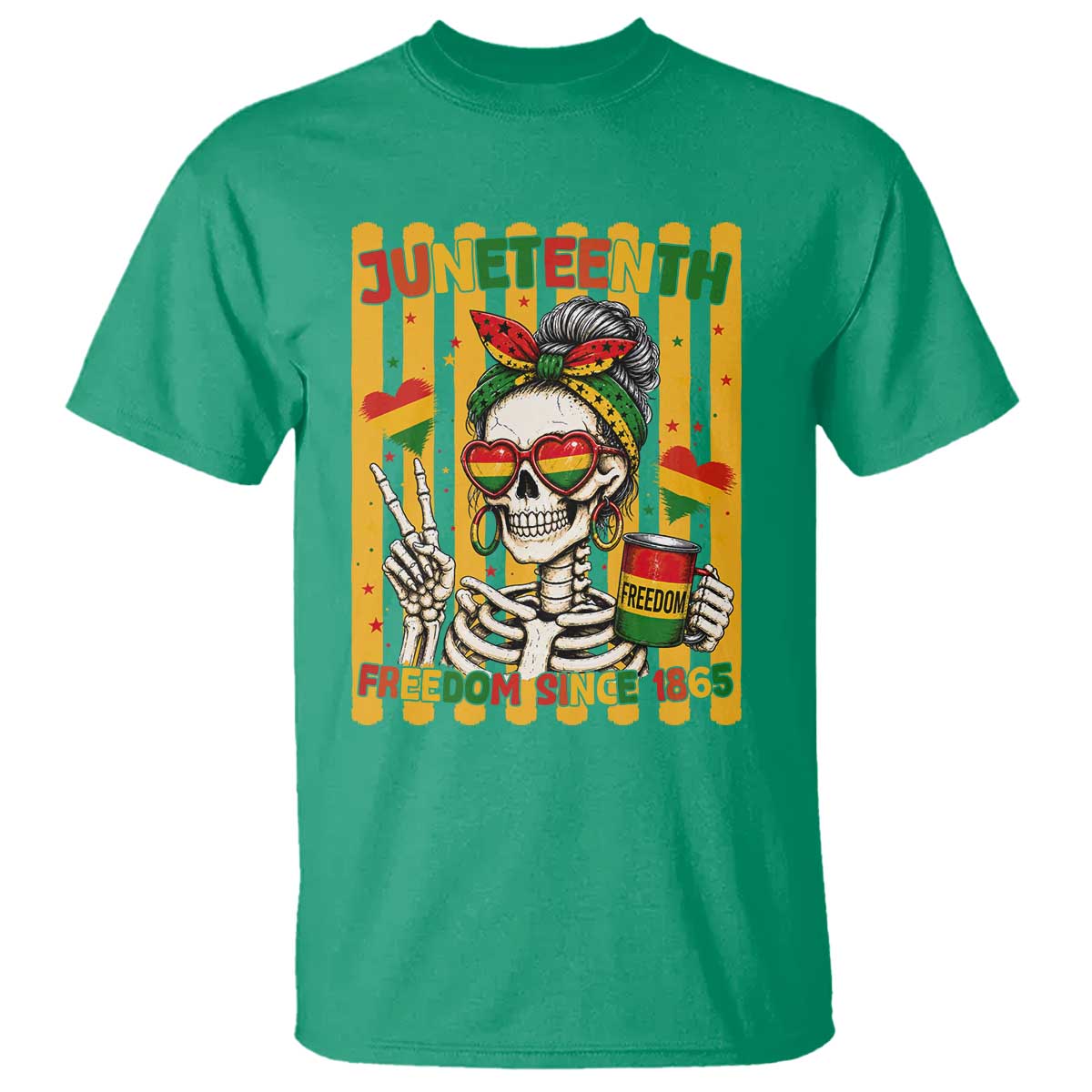 Skeleton Juneteenth Freedom T Shirt African American Pride Gift TS12 Irish Green Print Your Wear