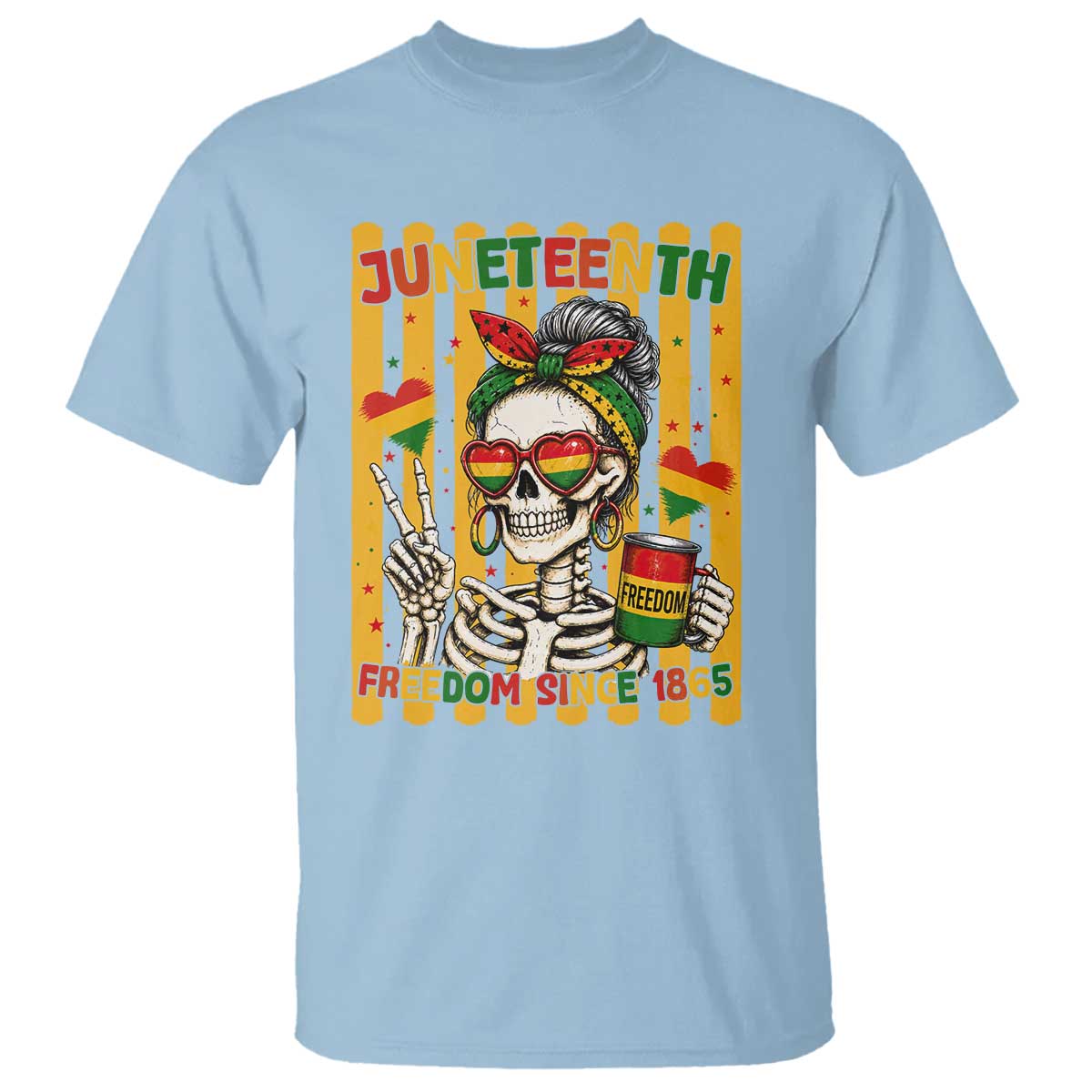 Skeleton Juneteenth Freedom T Shirt African American Pride Gift TS12 Light Blue Print Your Wear