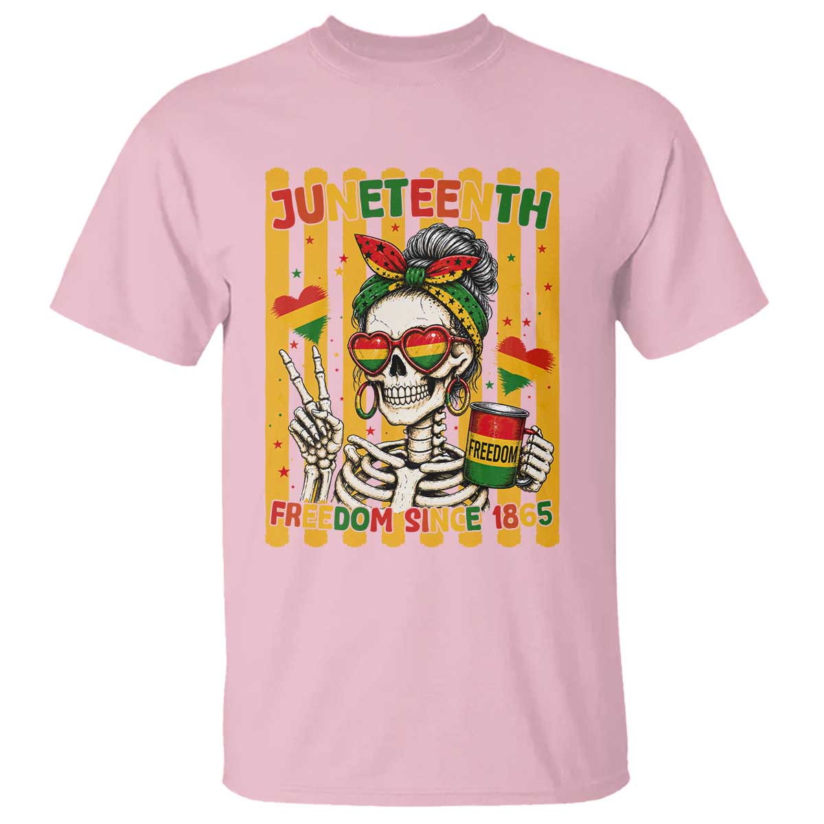 Skeleton Juneteenth Freedom T Shirt African American Pride Gift TS12 Light Pink Print Your Wear