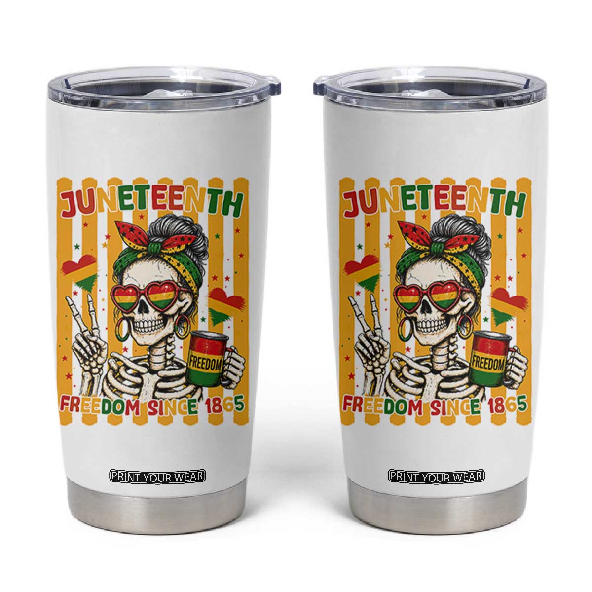 Skeleton Juneteenth Freedom Tumbler Cup African American Pride Gift TS12 White Print Your Wear