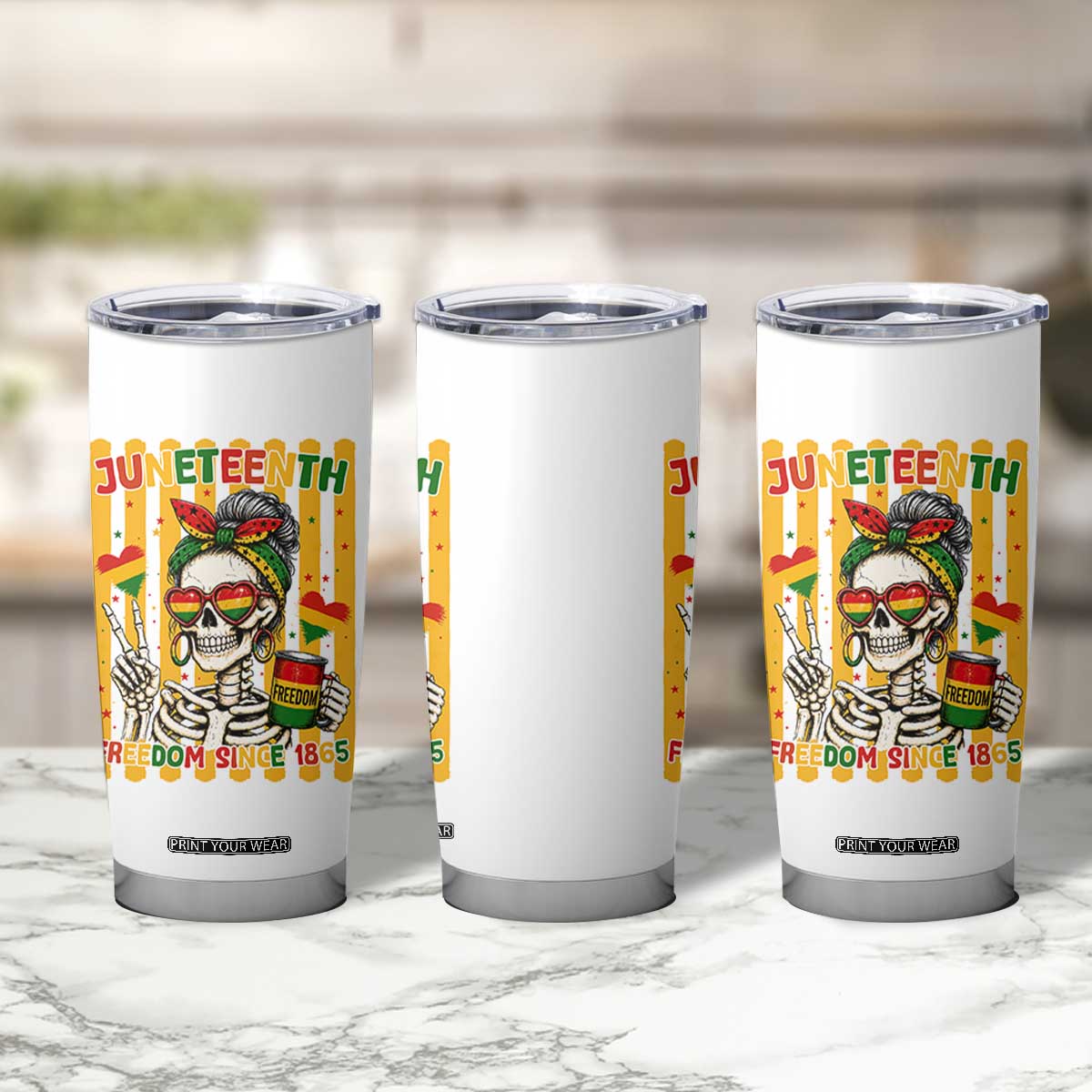 Skeleton Juneteenth Freedom Tumbler Cup African American Pride Gift TS12 Print Your Wear