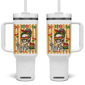 Skeleton Juneteenth Freedom Tumbler With Handle African American Pride Gift TS12 One Size: 40 oz White Print Your Wear