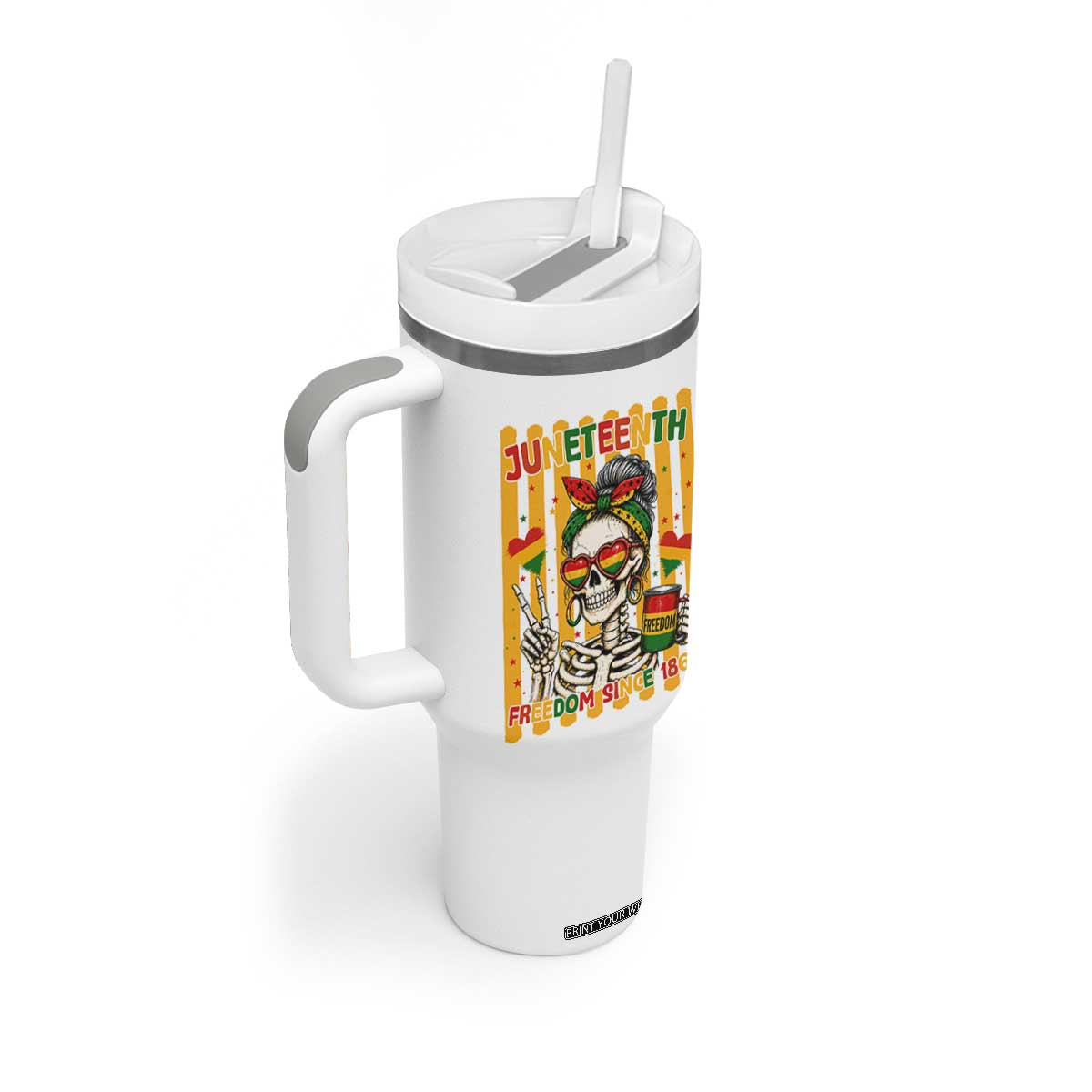 Skeleton Juneteenth Freedom Tumbler With Handle African American Pride Gift TS12 Print Your Wear