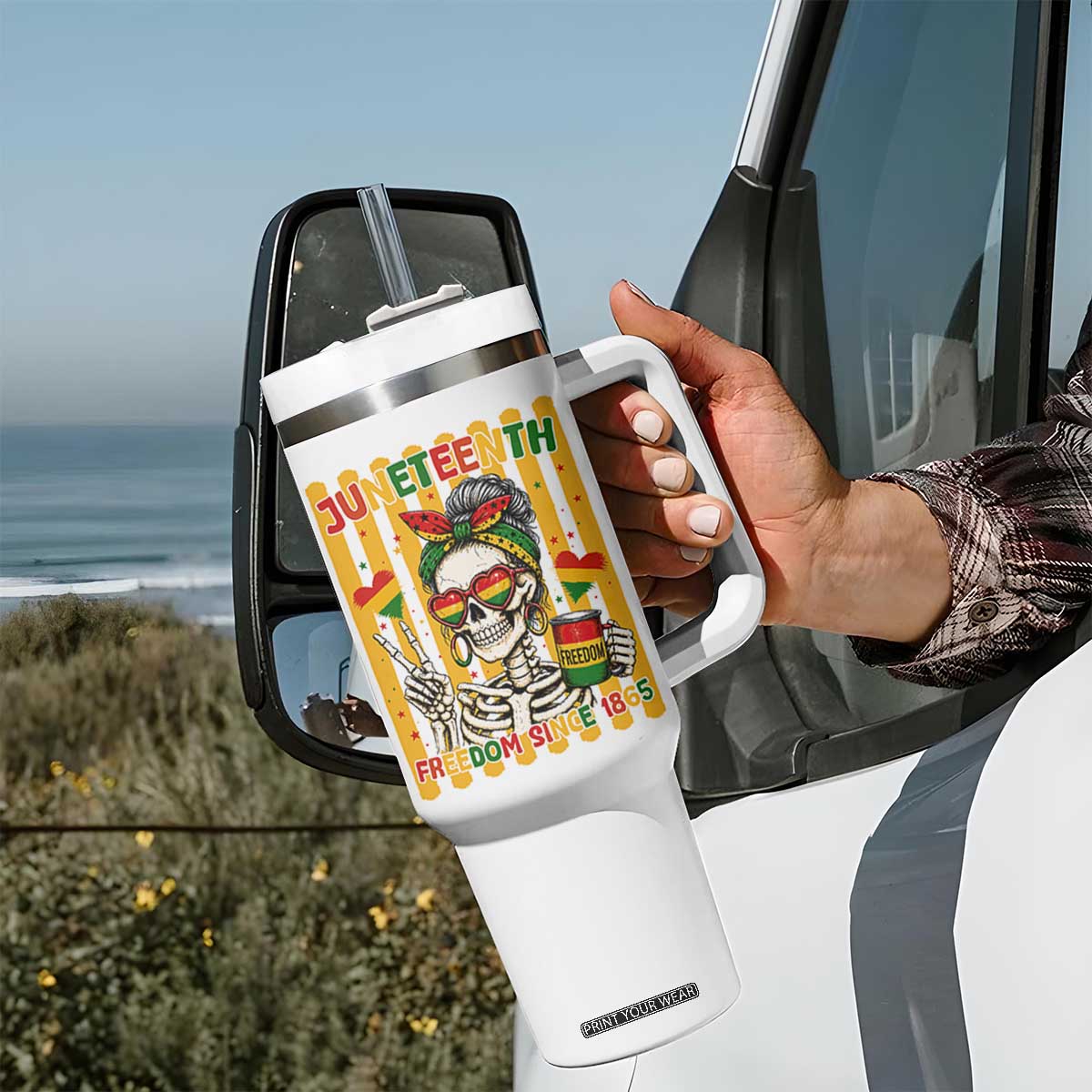 Skeleton Juneteenth Freedom Tumbler With Handle African American Pride Gift TS12 Print Your Wear