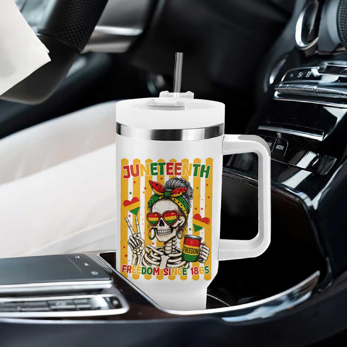 Skeleton Juneteenth Freedom Tumbler With Handle African American Pride Gift TS12 Print Your Wear