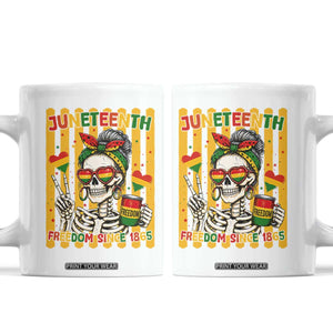 Skeleton Juneteenth Freedom Coffee Mug African American Pride Gift TS12 White Print Your Wear