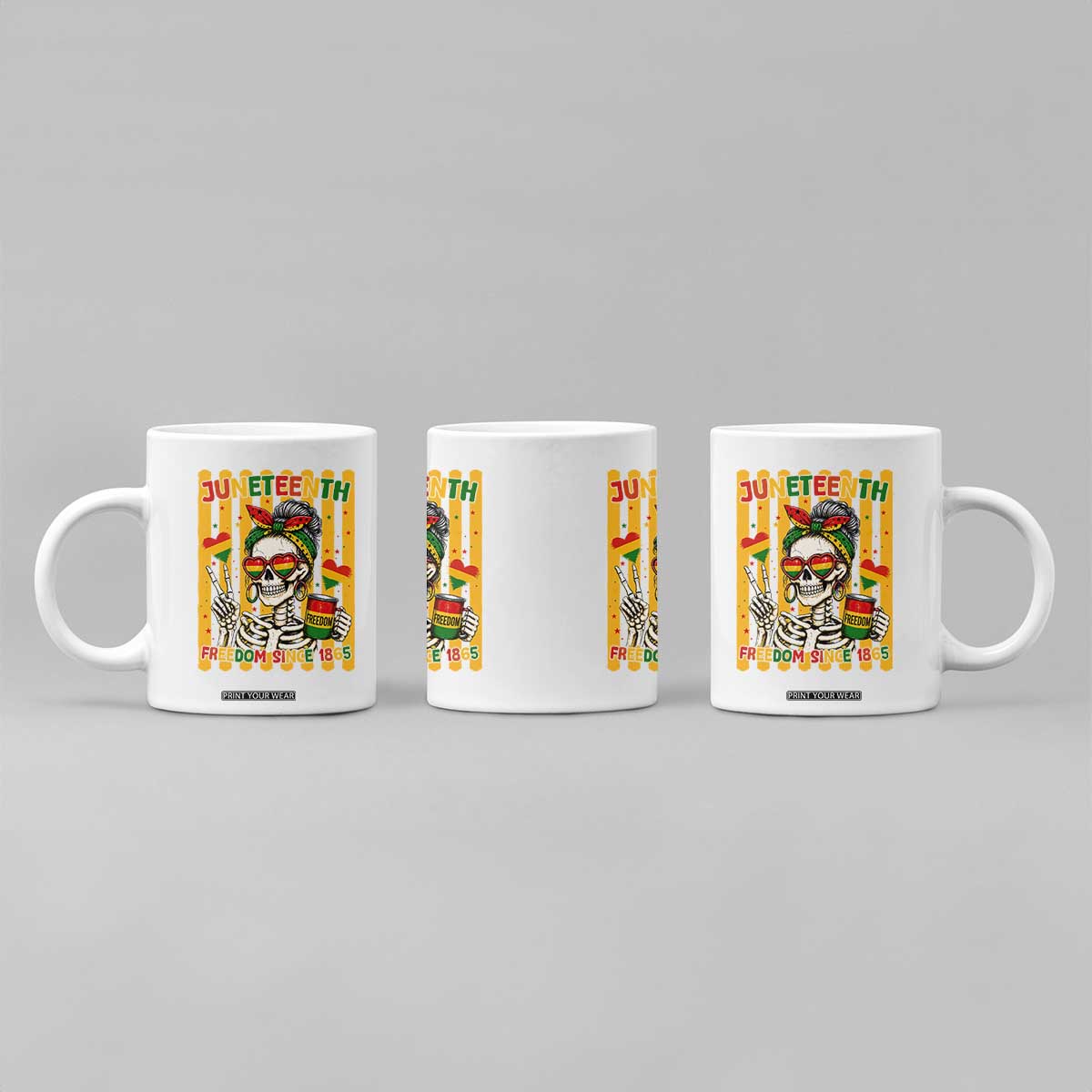 Skeleton Juneteenth Freedom Coffee Mug African American Pride Gift TS12 Print Your Wear