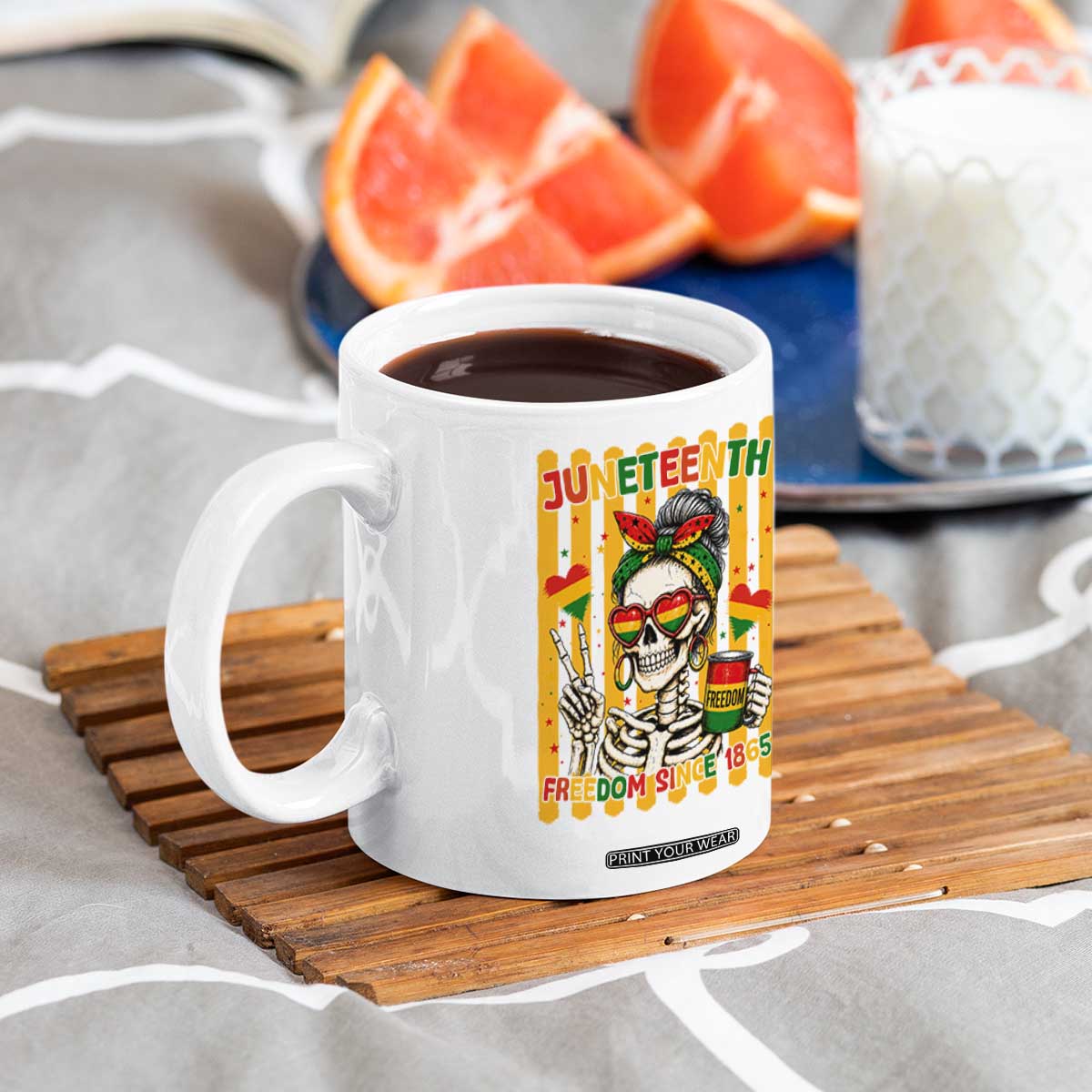 Skeleton Juneteenth Freedom Coffee Mug African American Pride Gift TS12 Print Your Wear