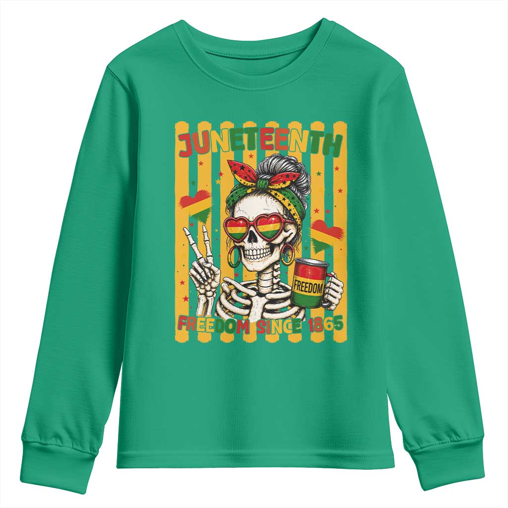 Skeleton Juneteenth Freedom Youth Sweatshirt African American Pride Gift TS12 Irish Green Print Your Wear