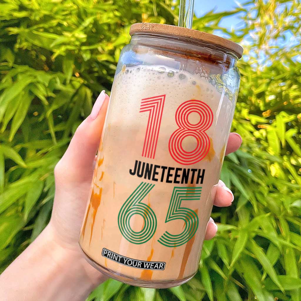 Vintage Juneteenth 1865 Glass Can Retro Striped Number Graphic TS12 White Print Your Wear