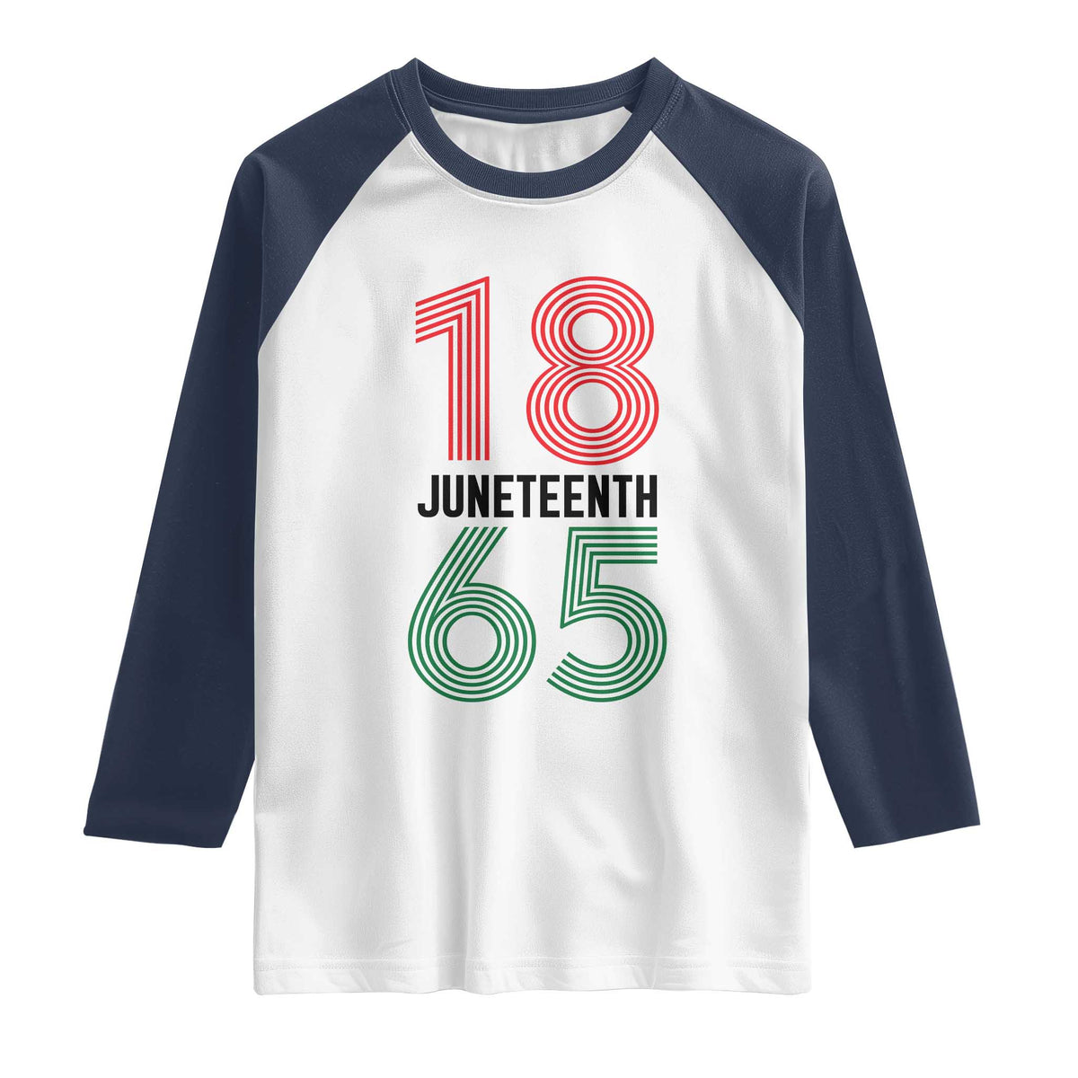 Vintage Juneteenth 1865 Raglan Shirt Retro Striped Number Graphic TS12 White Navy Print Your Wear