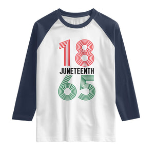 Vintage Juneteenth 1865 Raglan Shirt Retro Striped Number Graphic TS12 White Navy Print Your Wear