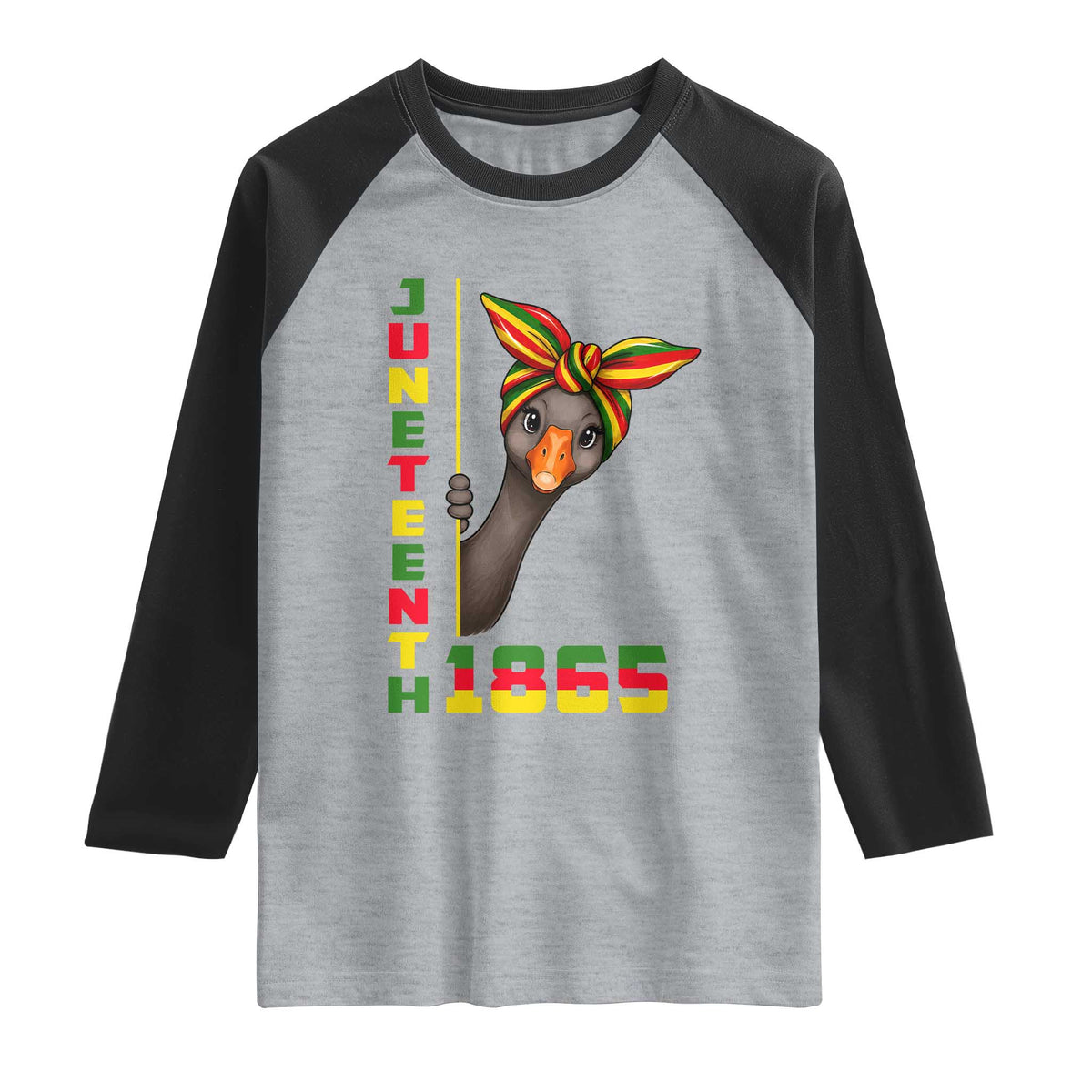 Funny Juneteenth Goose Raglan Shirt African American Pride Gift TS12 Heather Gray Black Print Your Wear