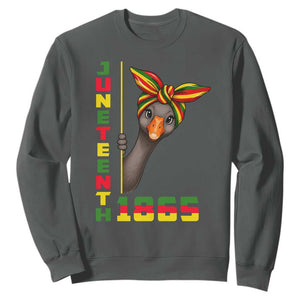 Funny Juneteenth Goose Sweatshirt African American Pride Gift TS12 Dark Heather Print Your Wear
