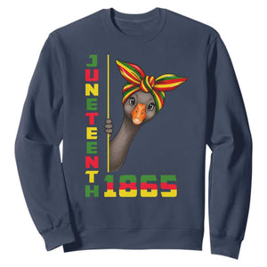 Funny Juneteenth Goose Sweatshirt African American Pride Gift TS12 Navy Print Your Wear