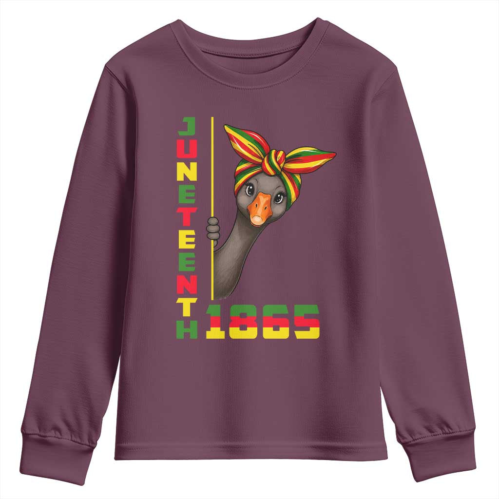 Funny Juneteenth Goose Youth Sweatshirt African American Pride Gift TS12 Maroon Print Your Wear