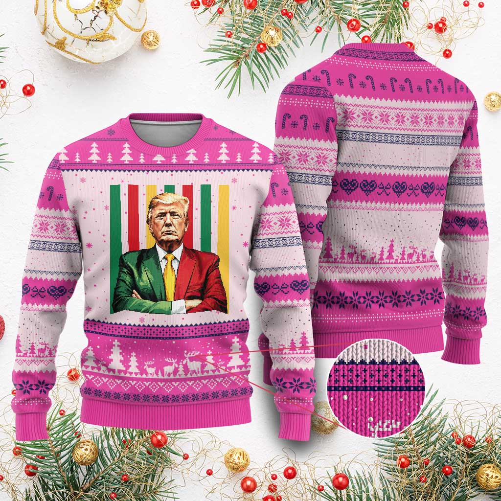 Juneteenth American Leader Inspiration Ugly Christmas Sweater 1865 American Heritage Gift TS12 Hot Pink Print Your Wear